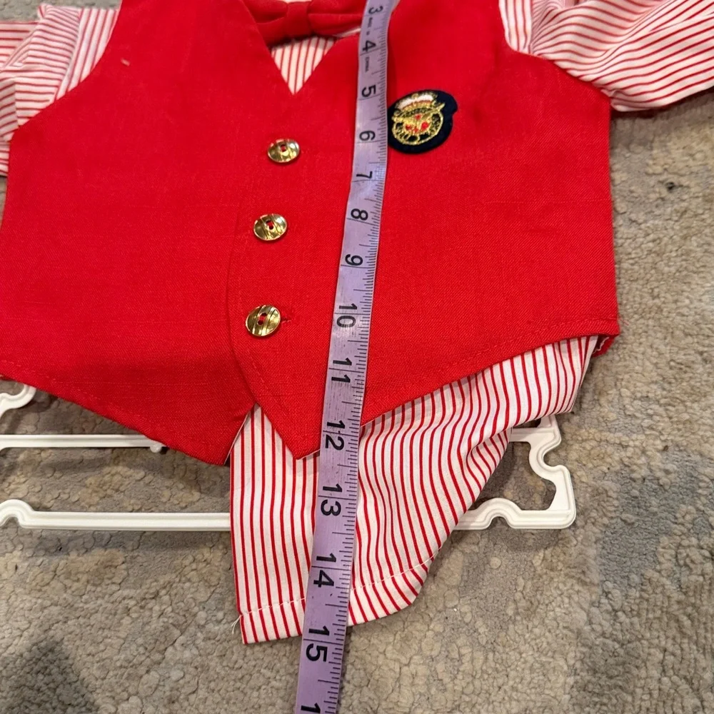 Vintage Toddler Boy 4 Pc Shirt Vest Pant Bowtie Pinstripe 2t happy Fella USA new